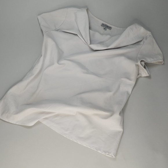 Light Gray White Crepe Cowl Neck Blouse - Picture 1 of 8